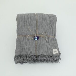 Gray Textured Throw Blanket